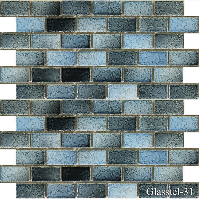 Glasstel-31 1 X 2 In. Aqua Tile Sheets - Box Of 2