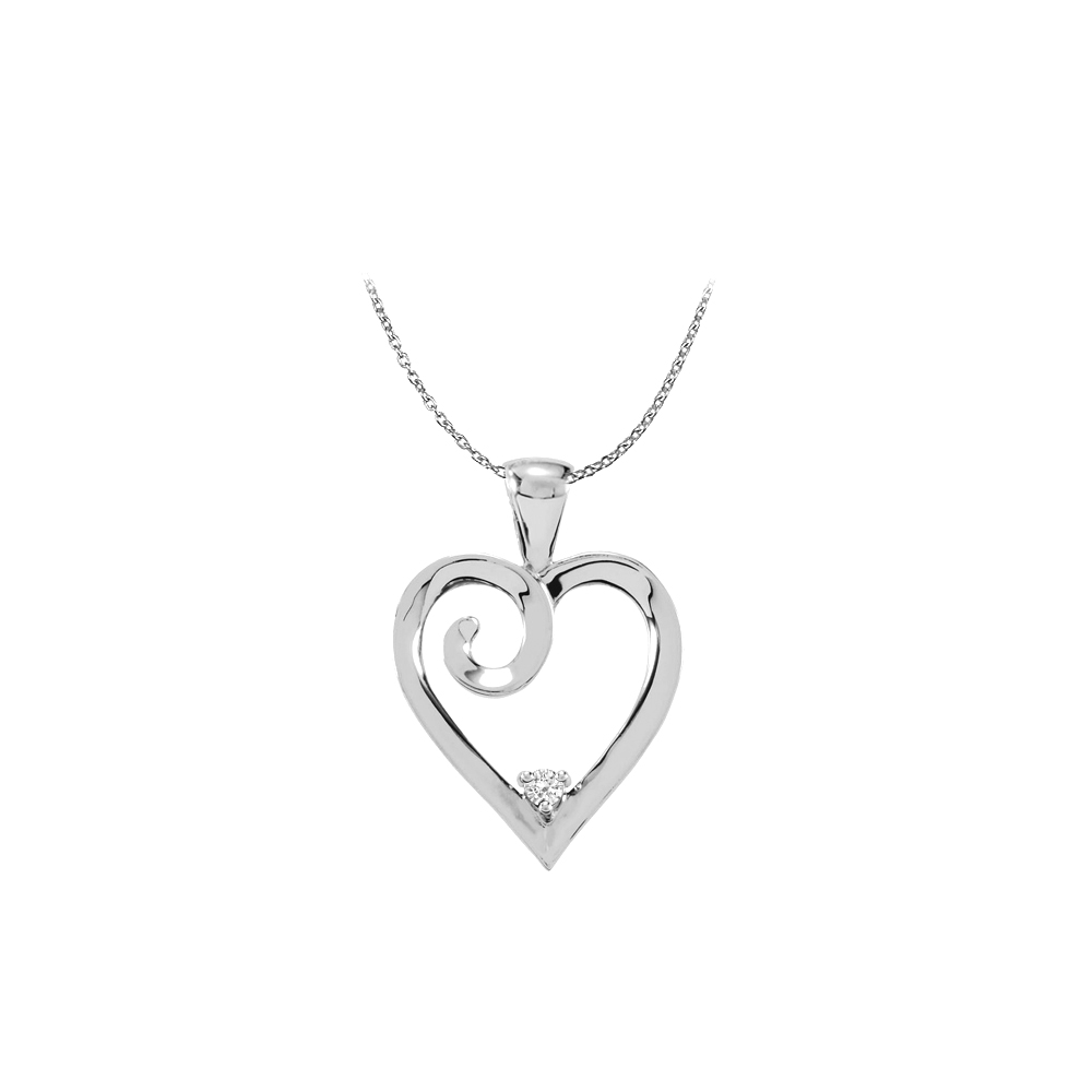 925 Sterling Silver One Stone Cz Family Heart Pendant