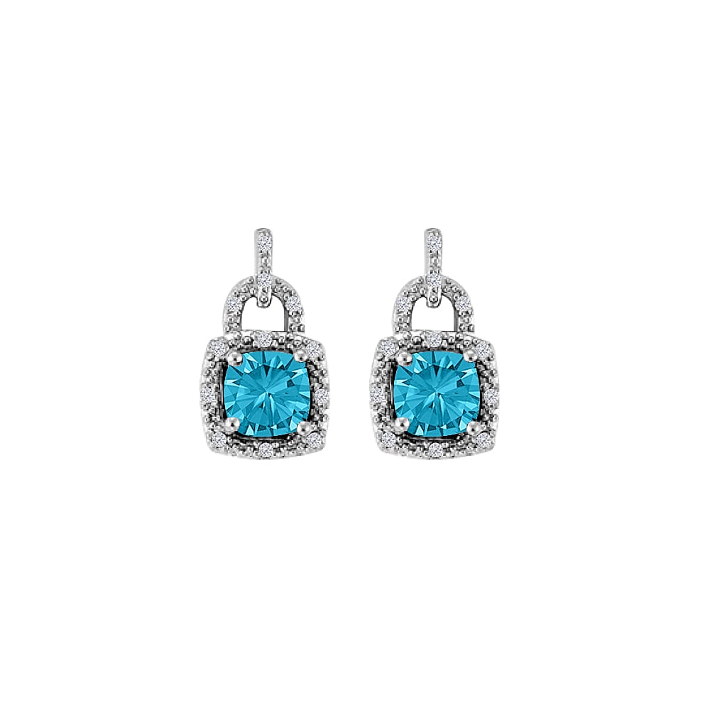 2.25ct Blue Topaz Cubic Zirconia 925 Sterling Silver Square Stud Earrings