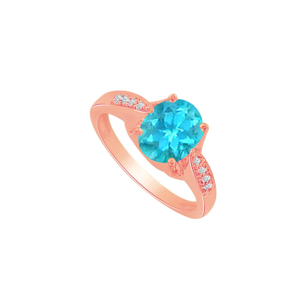 1.50ct Oval Blue Topaz & Cubic Zirconia 14k Rose Gold Vermeil Ring, Size 6