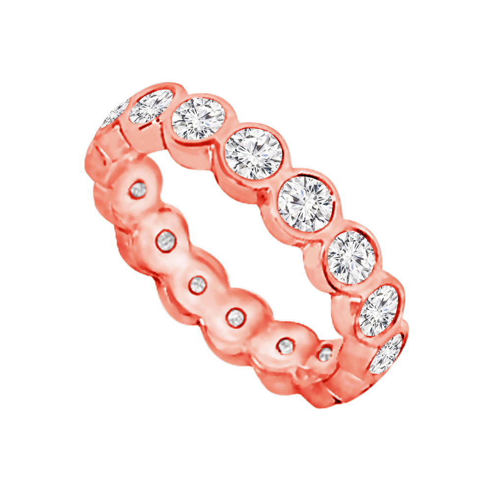 1.50CT 14K Rose Gold Diamond Full Eternity Ring, Size 6