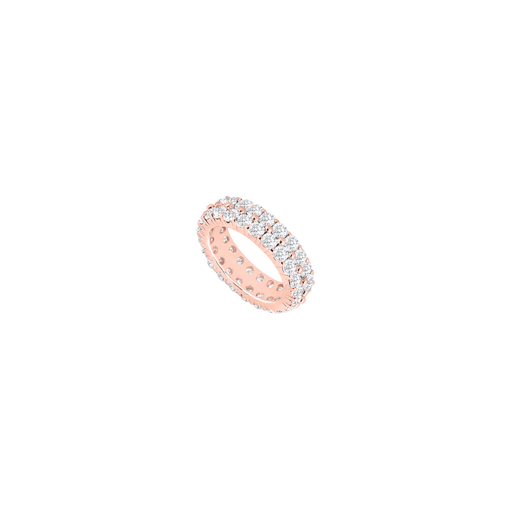 UBQQ14PR200D17825 2CT 14K Rose Gold Double Row Diamond Eternity Ring, Size 6