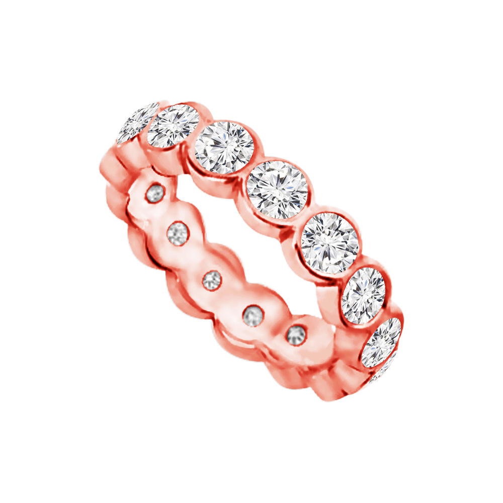 2CT 14K Rose Gold Diamond Full Eternity Ring, Size 6