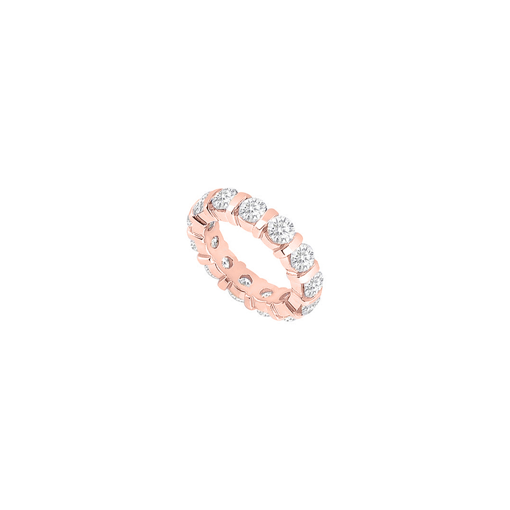 2CT 14K Rose Gold Full Diamond Eternity Ring, Size 6