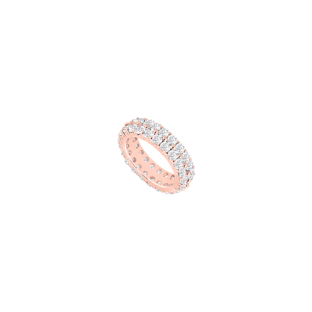 3CT Double Row Full Diamond 14K Rose Gold Eternity Ring, Size 6