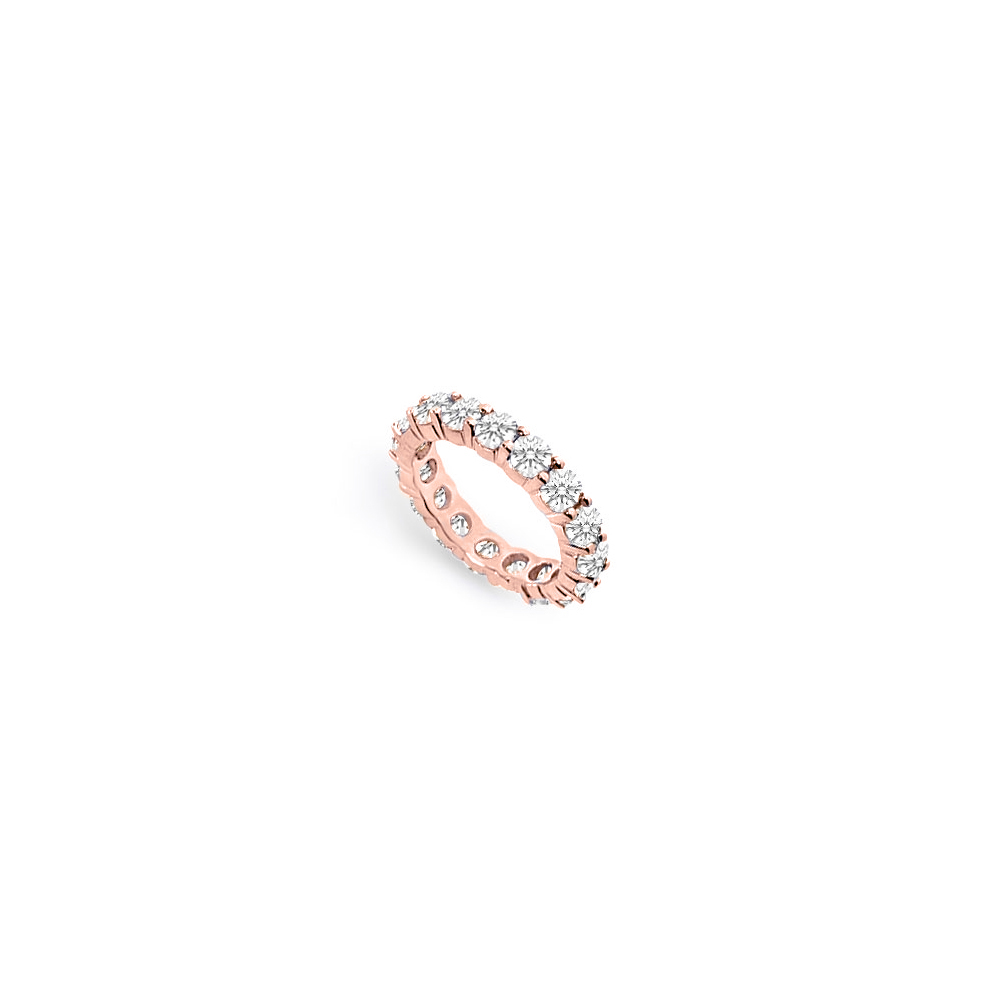 3CT 14K Rose Gold Best Diamond Eternity Ring for Wedding, Size 6