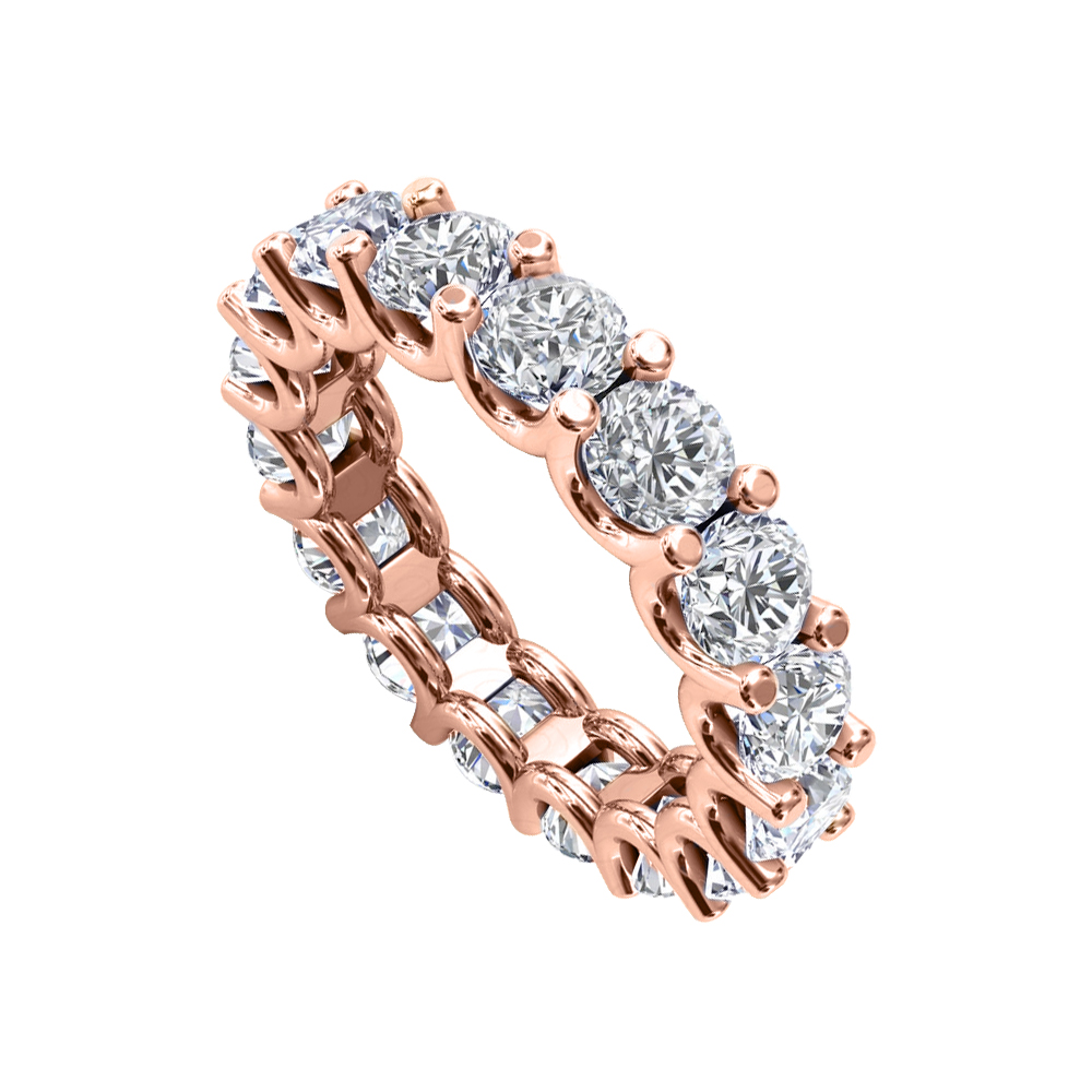 3CT Full Circle Diamond 14K Rose Gold Wedding Eternity Band, Size 6