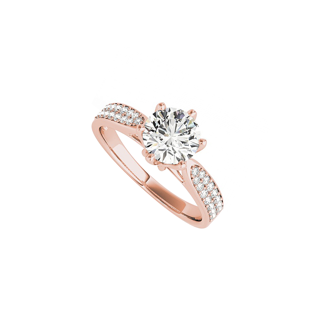 1.25ct 14k Rose Gold Cubic Zirconia Accented Engagement Ring, Size 6