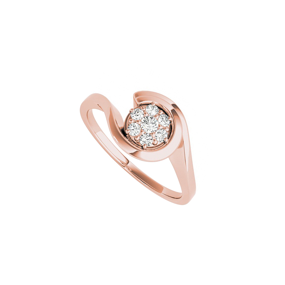 0.10ct Cubic Zirconia Swirl Engagement 14k Rose Gold Ring, Size 6