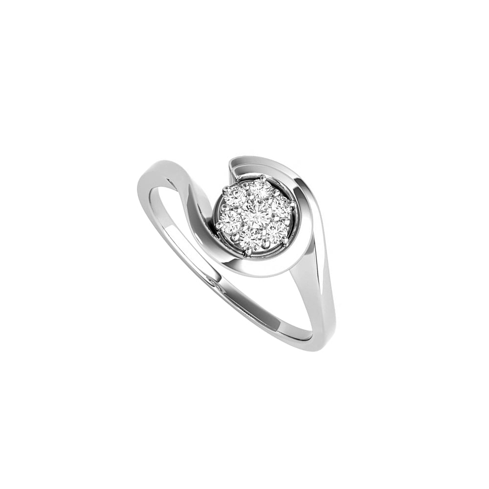 0.10ct Natural Diamond Swirl Engagement 14k White Gold Ring, Size 6