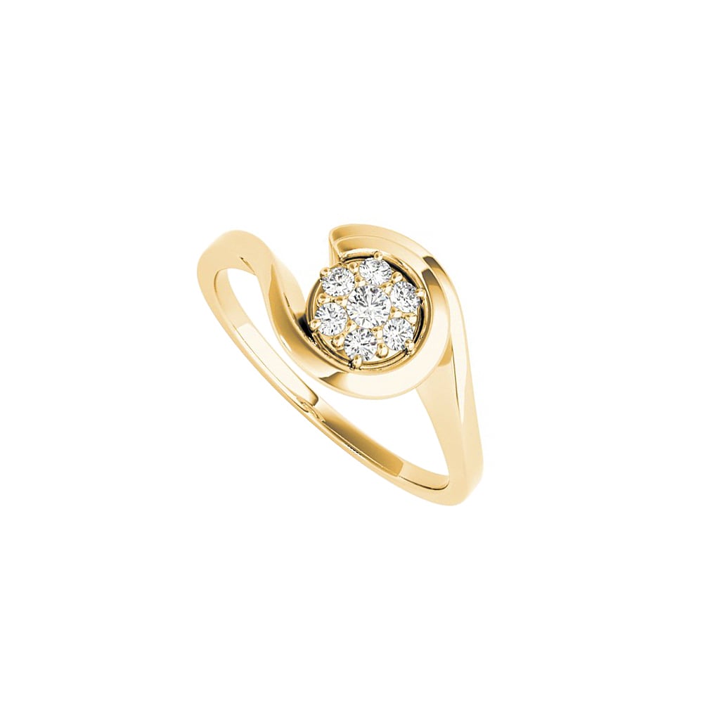 0.10ct Natural Diamond Swirl Engagement 14k Yellow Gold Ring, Size 6