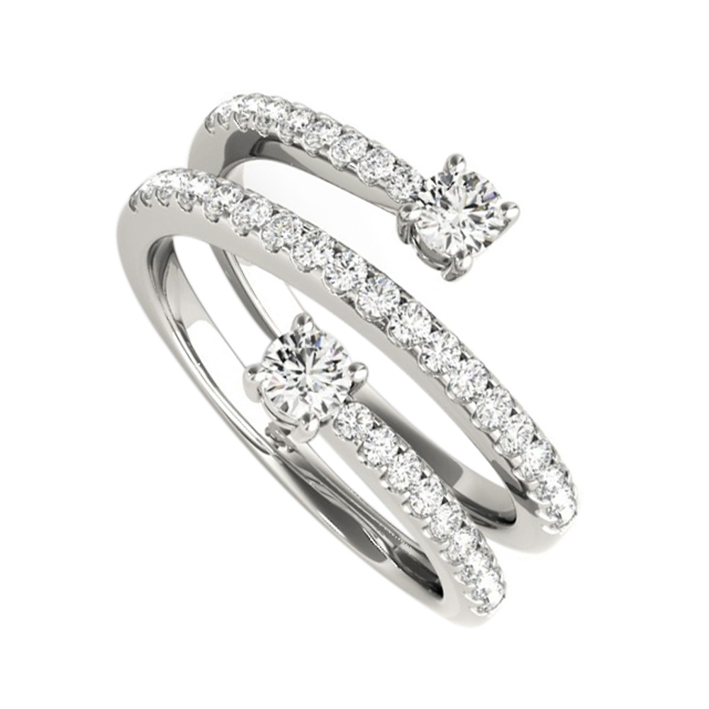 0.50ct Diamond Spiral Open End 14k White Gold Fashion Ring, Size 6