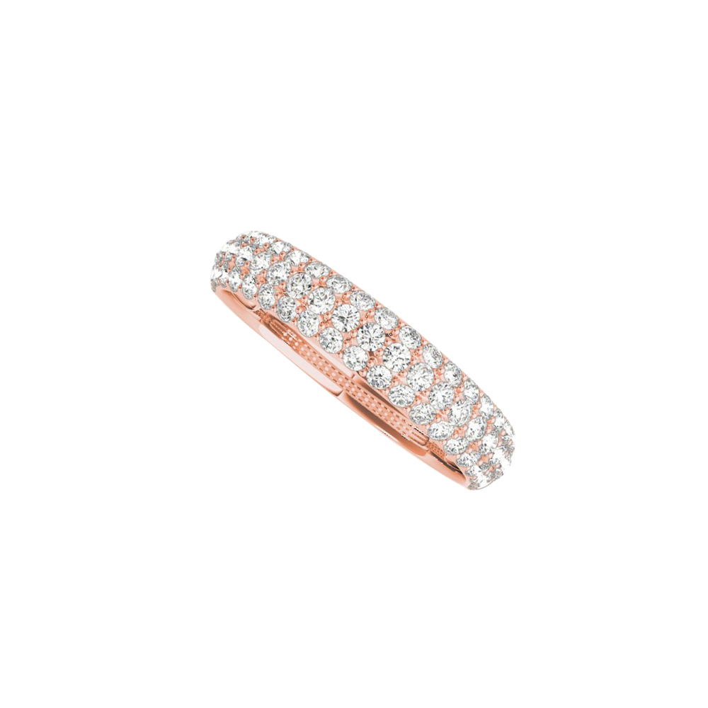 0.75ct 14k Rose Gold Three Rows Cubic Zirconia Wedding Band For Women, Size 6