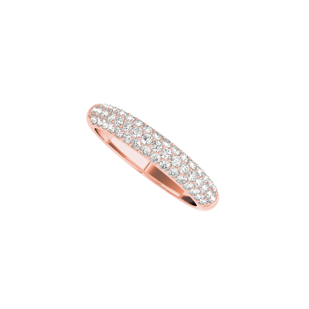 0.50ct 14k Rose Gold Three Rows Cubic Zirconia Wedding Band For Women, Size 6