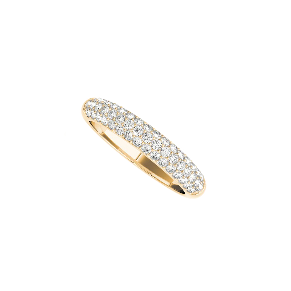 0.50ct 14k Yellow Gold Three Rows Cubic Zirconia Wedding Band For Women, Size 6