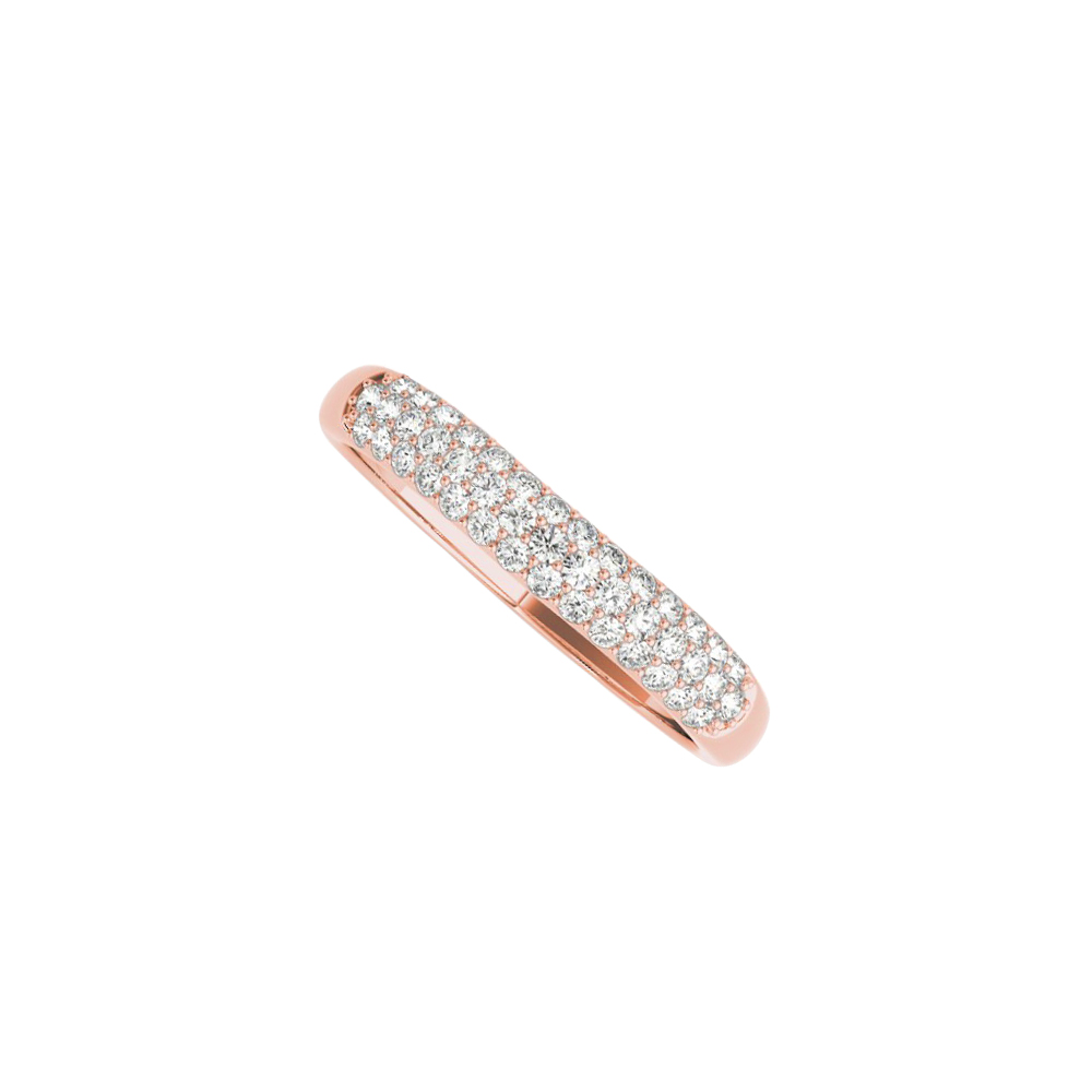 0.25ct 14k Rose Gold Pave Diamond Wedding Band For Women, Size 6