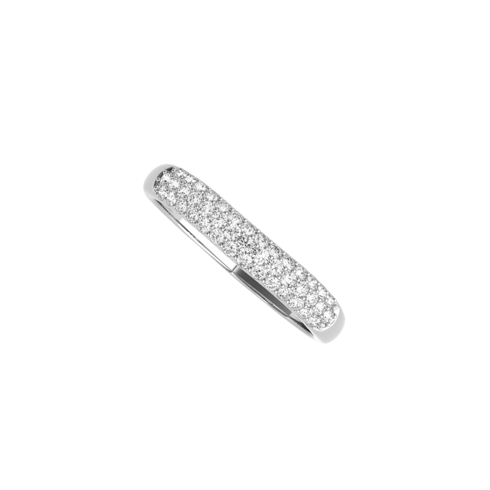 0.25ct 14k White Gold Cubic Zirconia Three Rows Wedding Ring For Women, Size 6