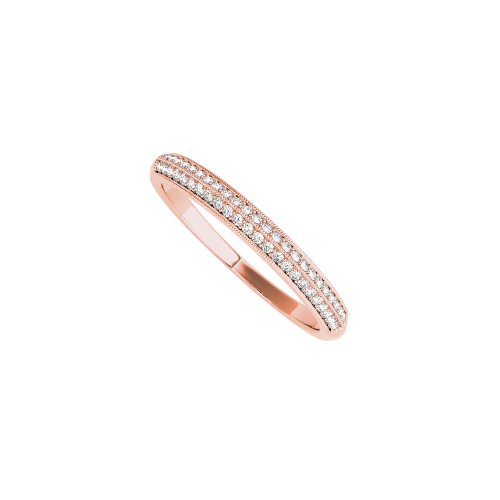0.25ct 14k Rose Gold Cubic Zirconia Wedding Band For Women, Size 6
