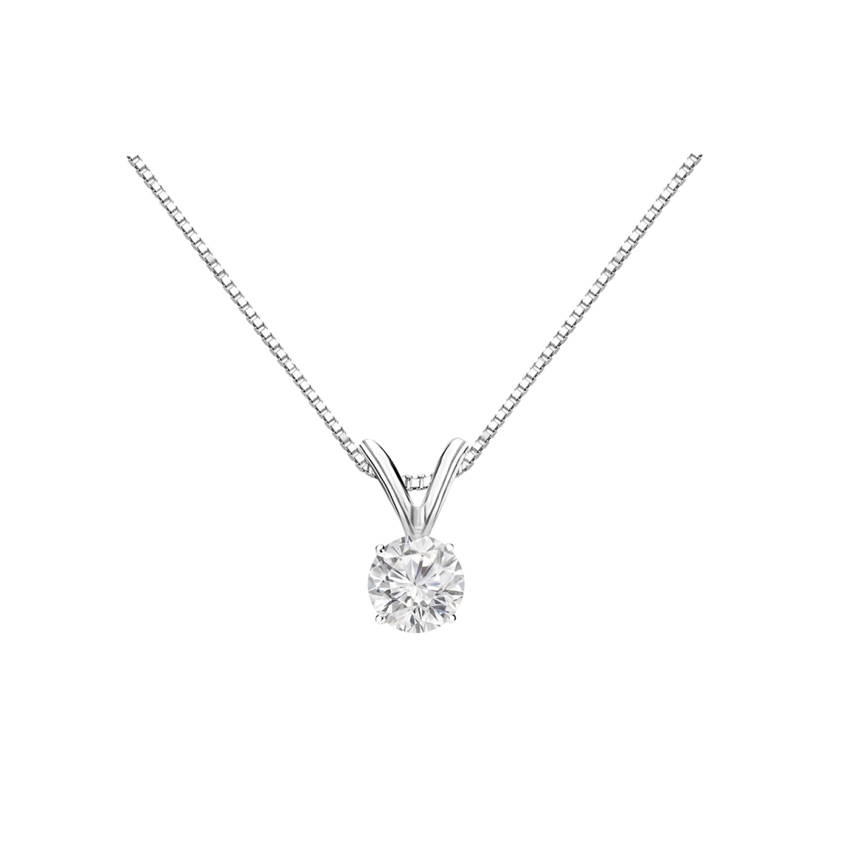 0.15ct 14k White Gold Natural Round Diamond Pendant With Chain