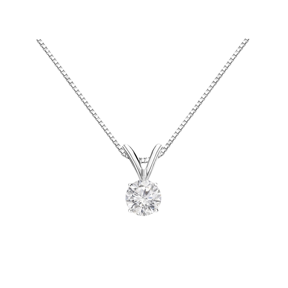 0.25ct 14k White Gold Natural Round Diamond Pendant With Chain
