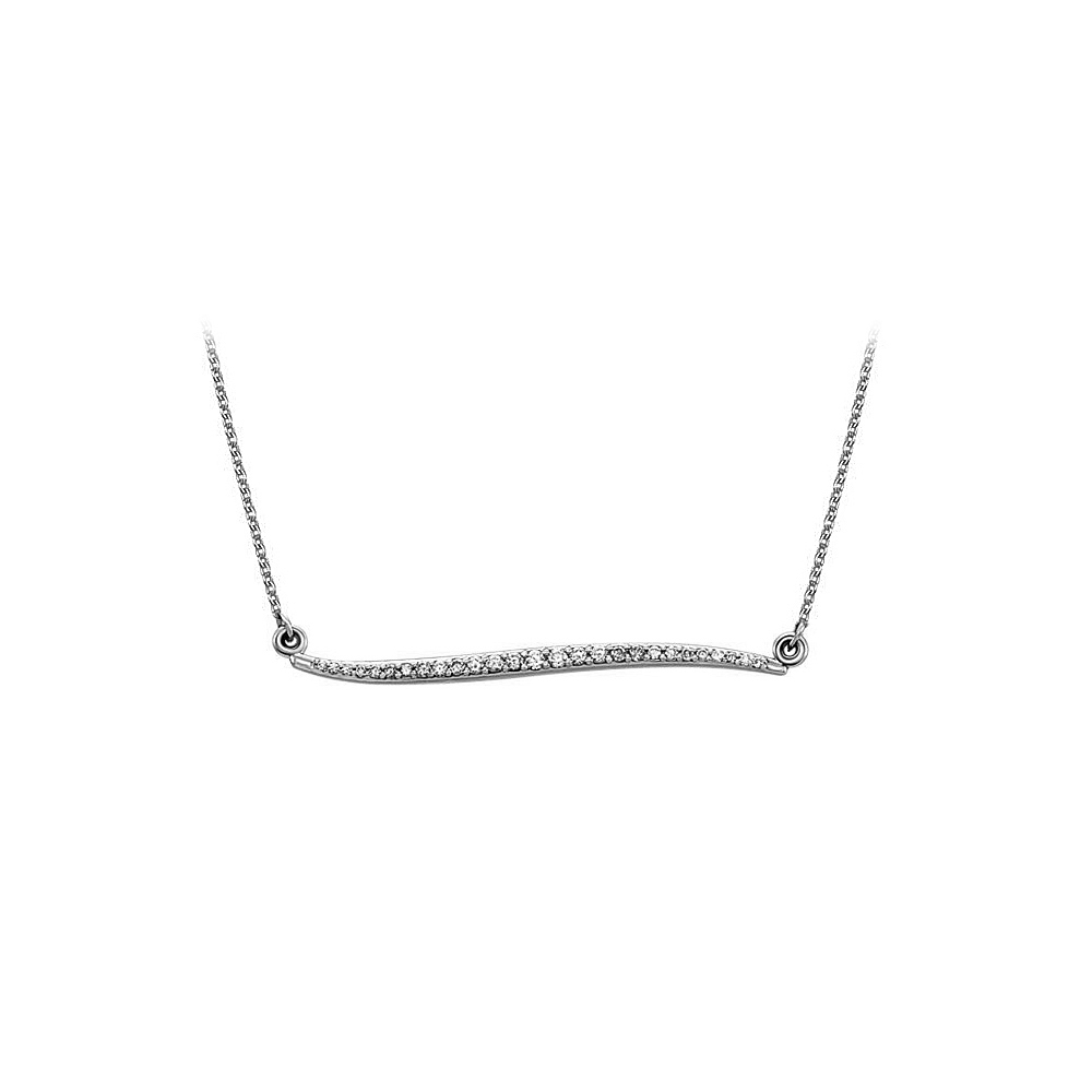 925 Sterling Silver Cubic Zirconia Curvilinear Necklace With Chain