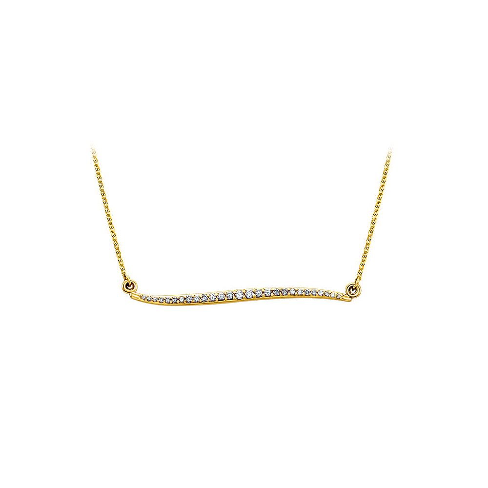 14k Yellow Gold Cubic Zirconia Curvilinear Necklace With Chain