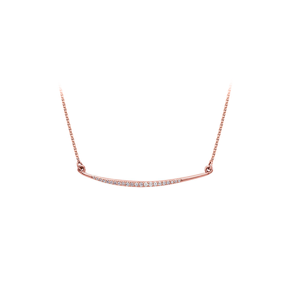 Rose Gold Vermeil Cubic Zirconia Curved Bar Necklace With Free Chain