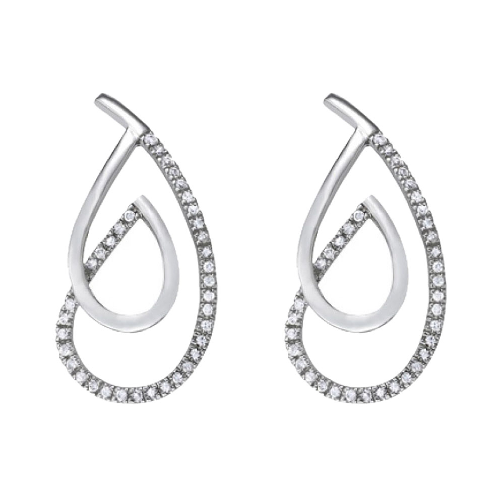 0.50ct 14k White Gold Unique Design Diamonds Fancy Earrings