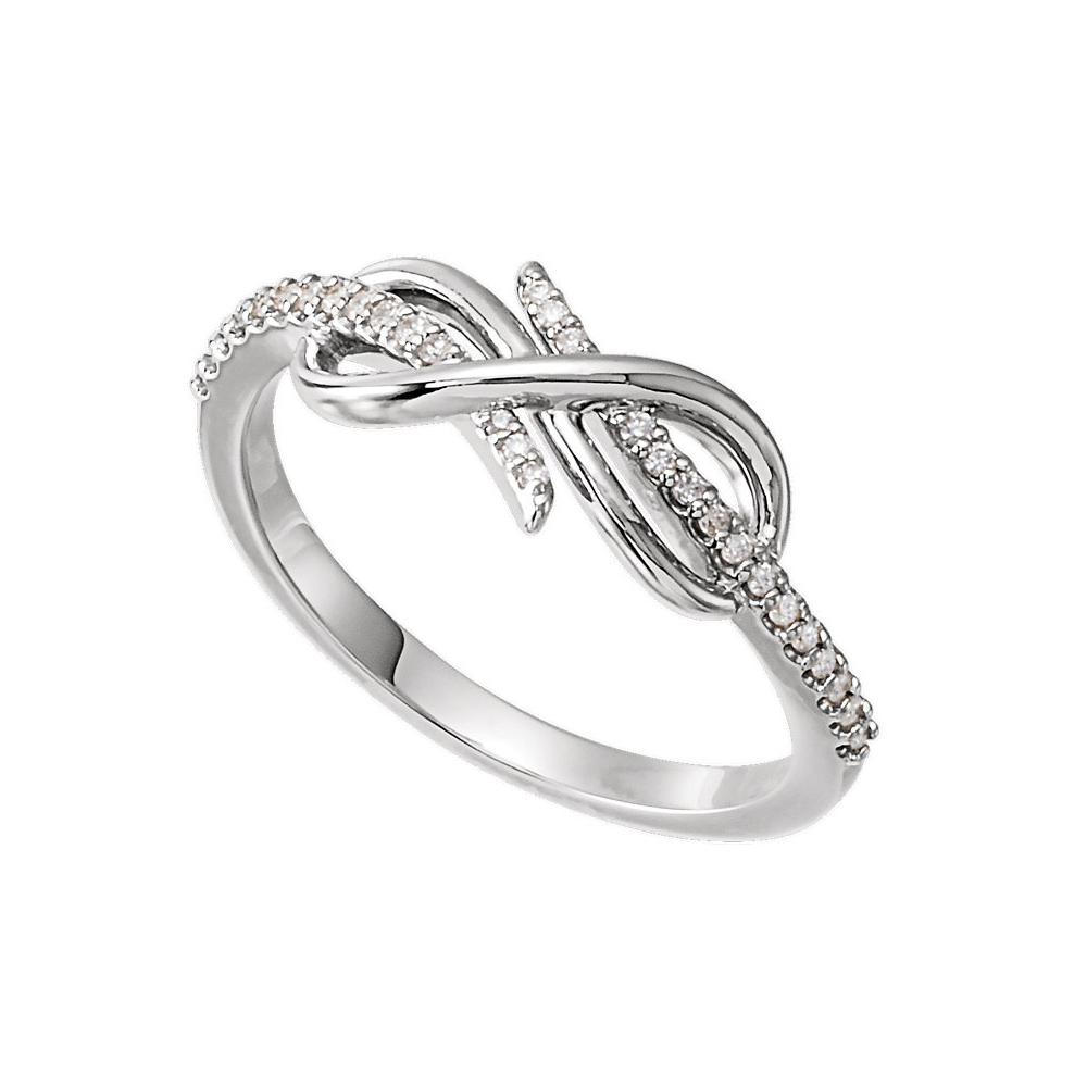 0.25 Ct 925 Sterling Silver Cubic Zirconia Infinity Style Ring, Size 6