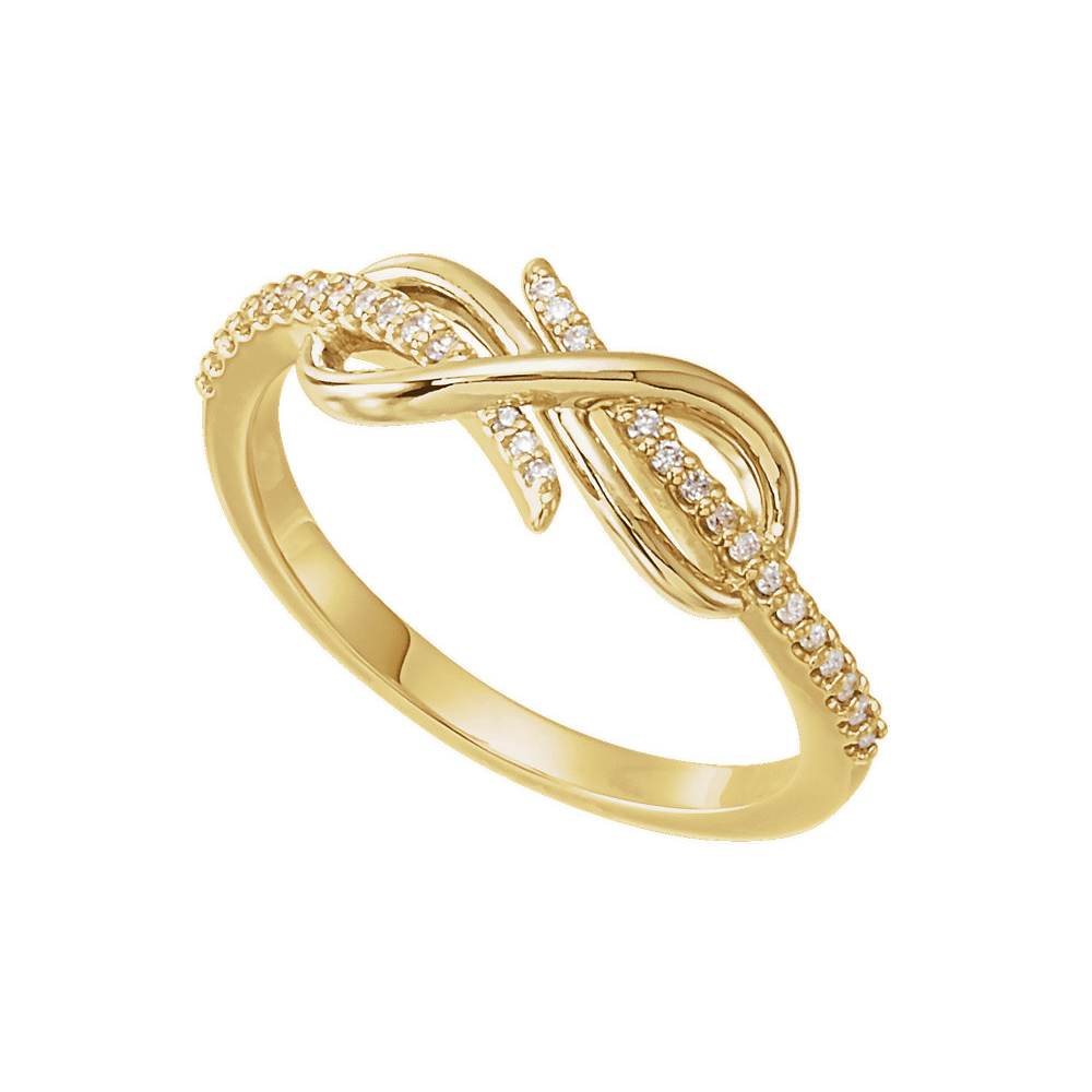 0.25 Ct 18k Yellow Gold Vermeil Cubic Zirconia Infinity Style Ring, Size 6