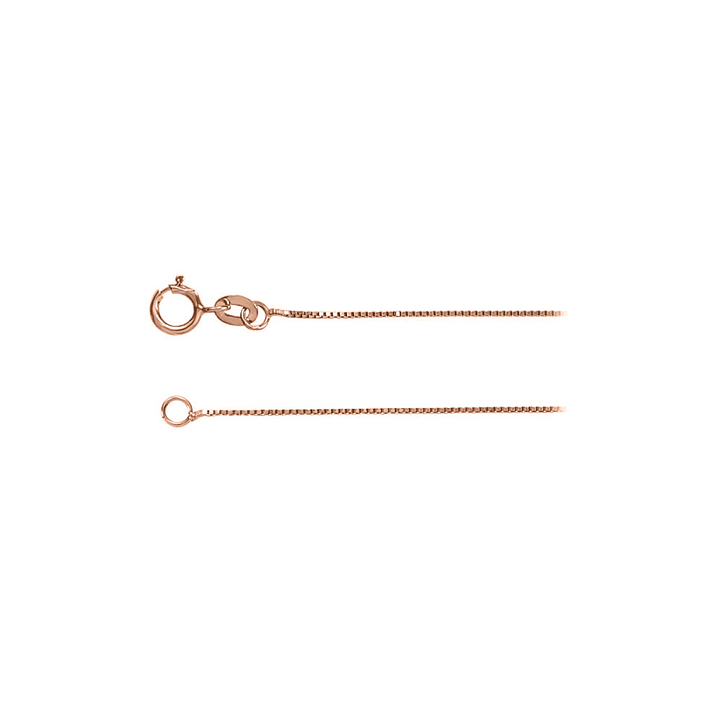 0.55 Mm 14k Rose Gold Solid Box Chain Necklace