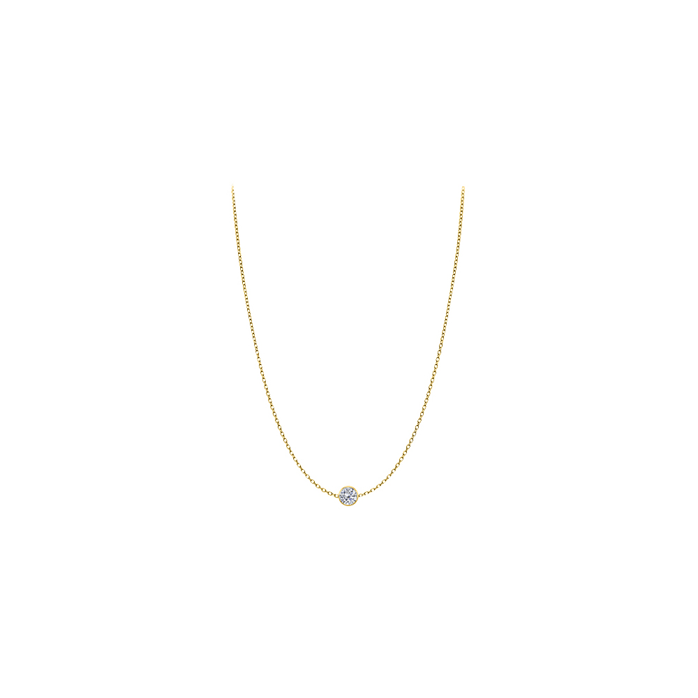 0.25 Ct 14k Yellow Gold Round Cubic Zirconia Necklace