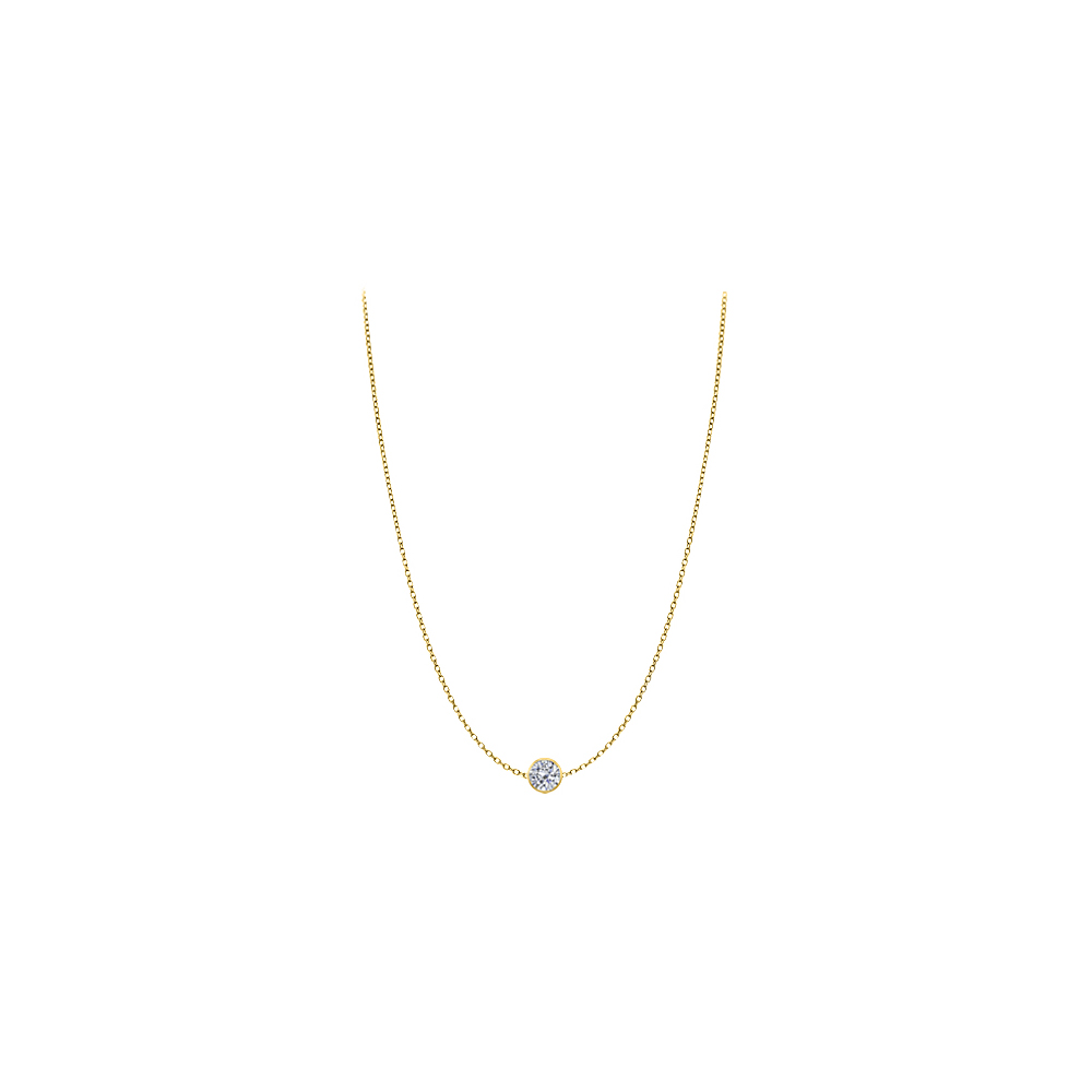0.50 Ct 14k Yellow Gold Round Cubic Zirconia Necklace