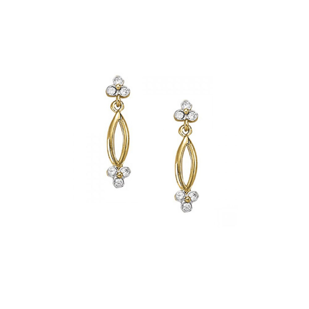 0.50 Ct 14k Yellow Gold Diamonds Floral Style Free Form Earrings