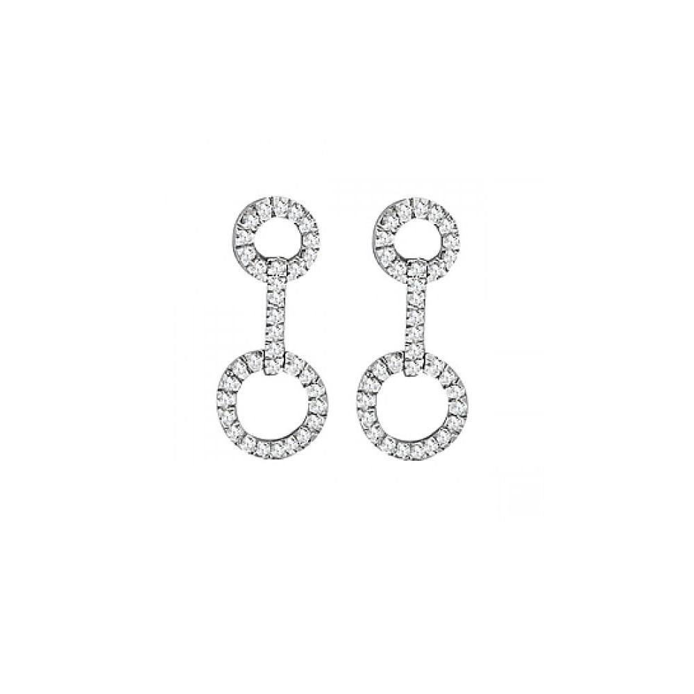 0.50 Ct 14k White Gold Cubic Zirconia White Gold Fancy Earrings With Two Loops