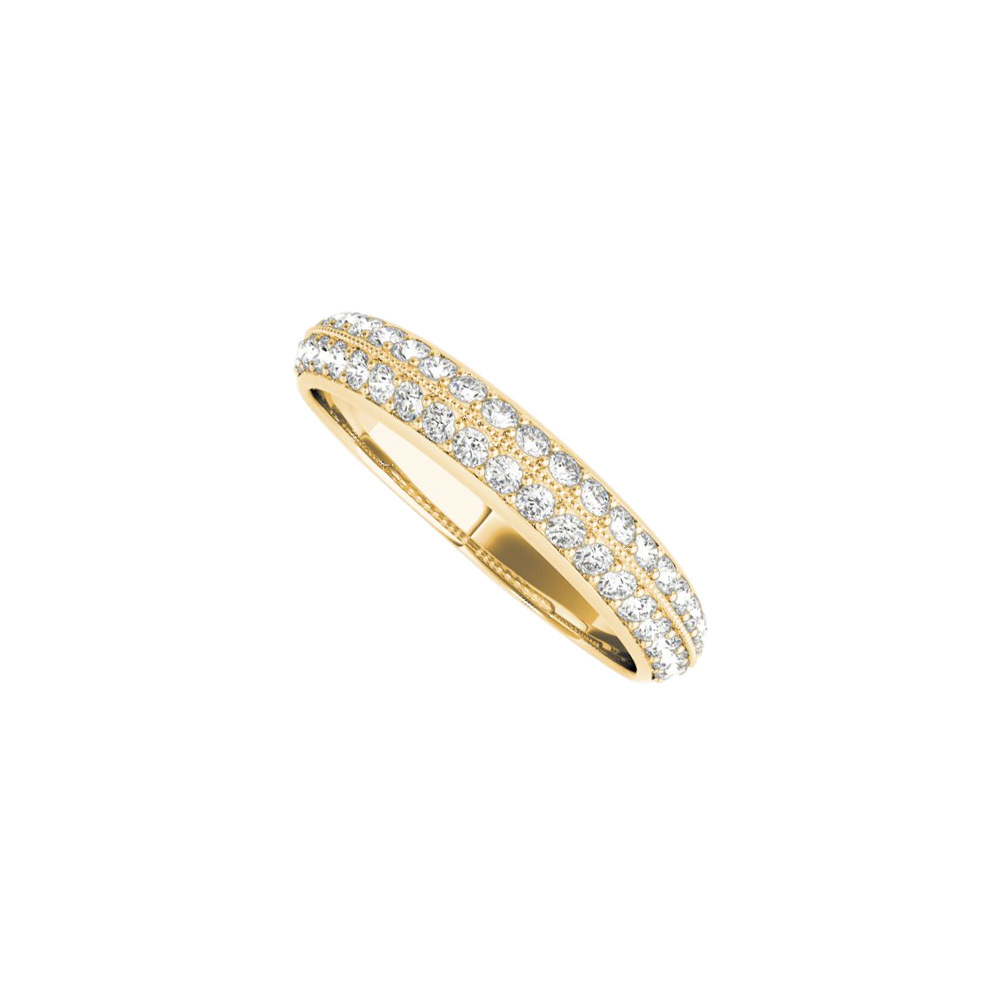 0.50 Ct 14k Yellow Gold Two Rows Cubic Zirconia Wedding Band, Size 6