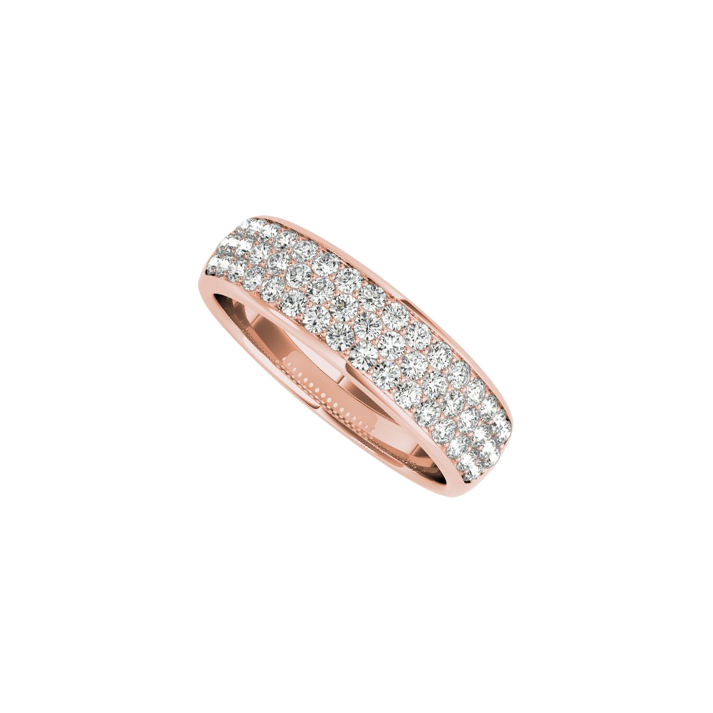 0.50 Ct 14k Rose Gold Pave Diamond Wedding Band For Ladies, Size 6