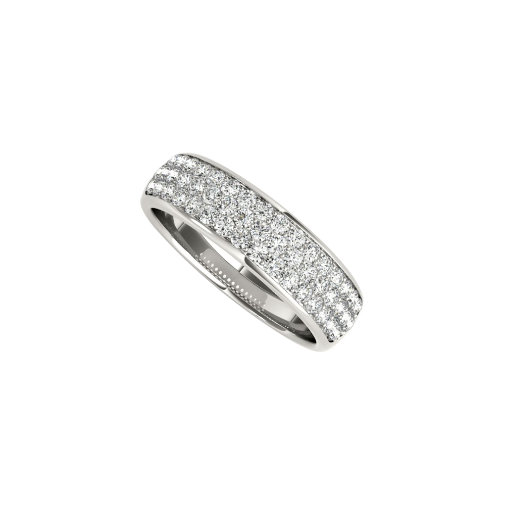 0.50 Ct 14k White Gold Round Cubic Zirconia Wide Wedding Band For Ladies, Size 6