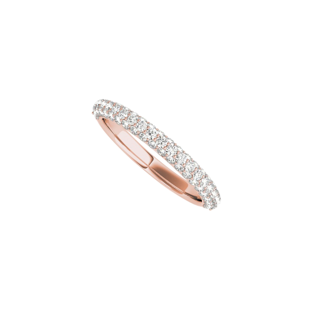 0.75 Ct 14k Rose Gold Round Cubic Zirconia Simple Wedding Band For Women, Size 6