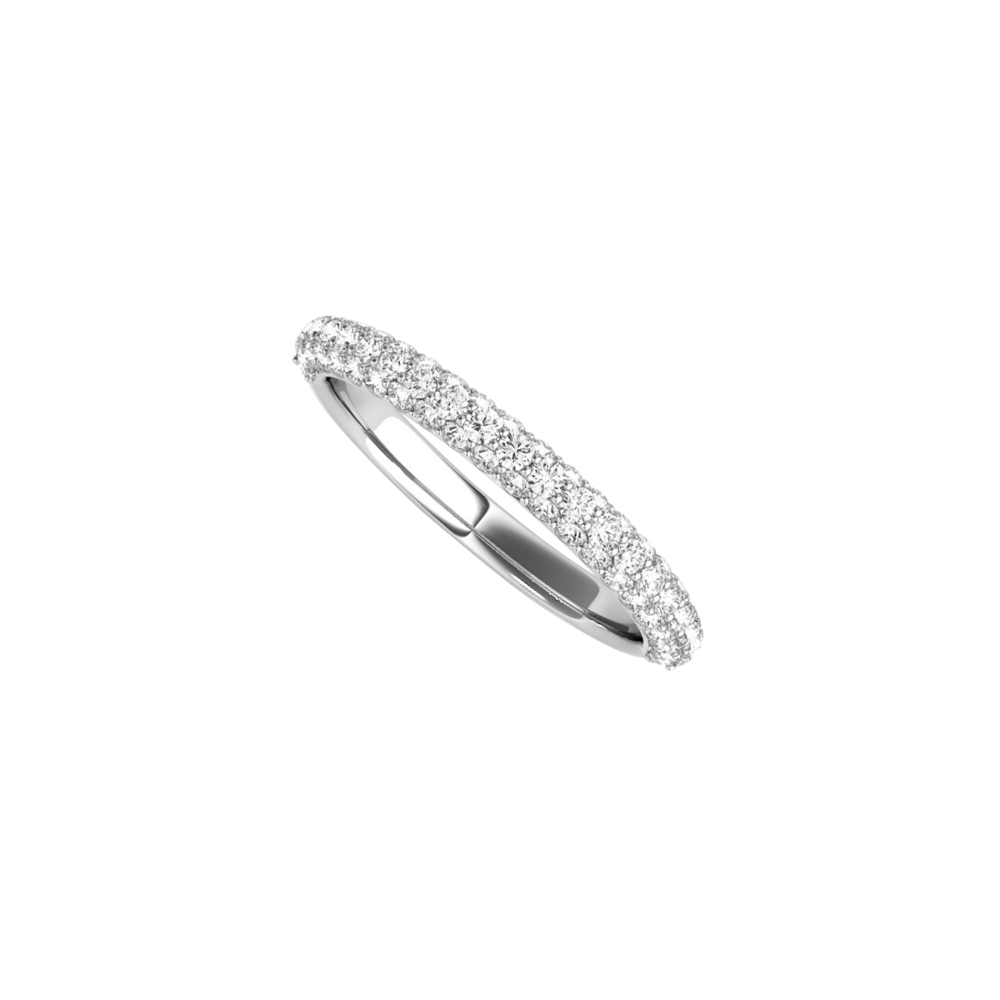 0.75 Ct 14k White Gold A Wedding Ring With Pave Cubic Zirconias For Ladies, Size 6