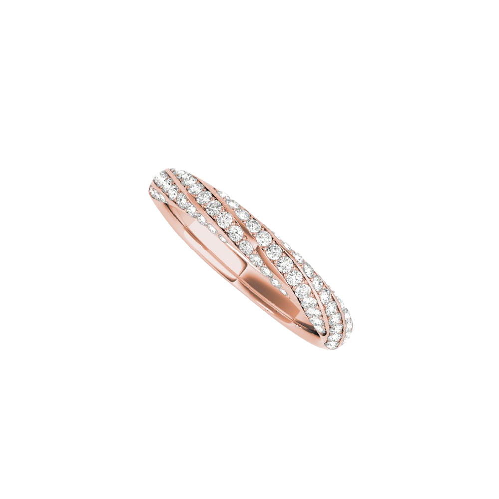0.75 Ct 14k Rose Gold Conflict Free Diamond Wedding Band For Ladies, Size 6