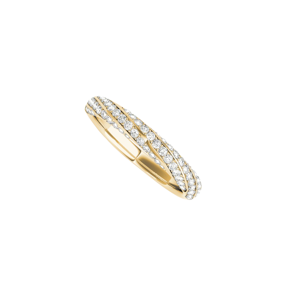 0.75 Ct 14k Yellow Gold Twisted Wedding Band Design With Cubic Zirconia, Size 6