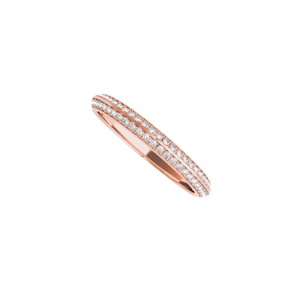 0.50 Ct 14k Rose Gold Two Rows Cubic Zirconia Simple Rose Gold Wedding Band For Women, Size 6