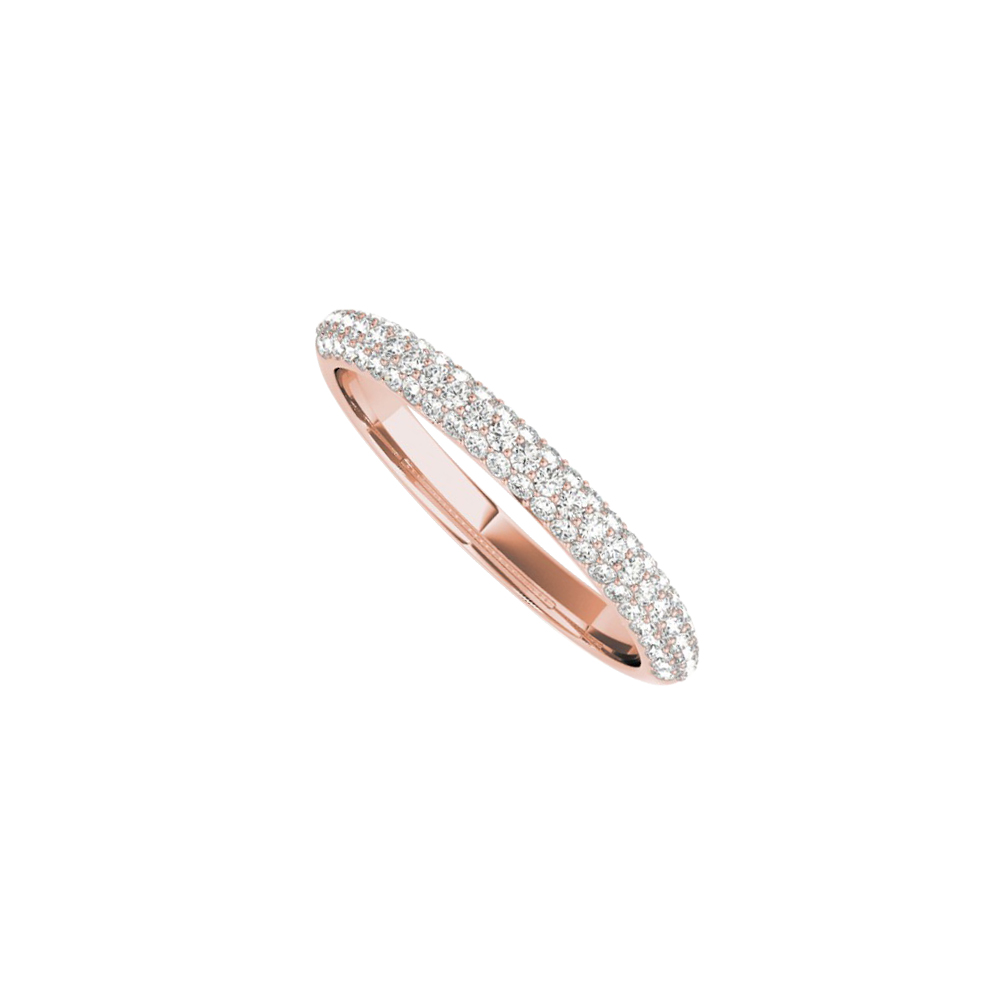 0.50 Ct Three Rows Cubic Zirconia Simple Rose Gold Wedding Band For Women, Size 6