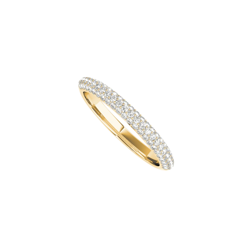 0.50 Ct 14k Yellow Gold Ladies Gold Wedding Band For Women With Cubic Zirconia, Size 6