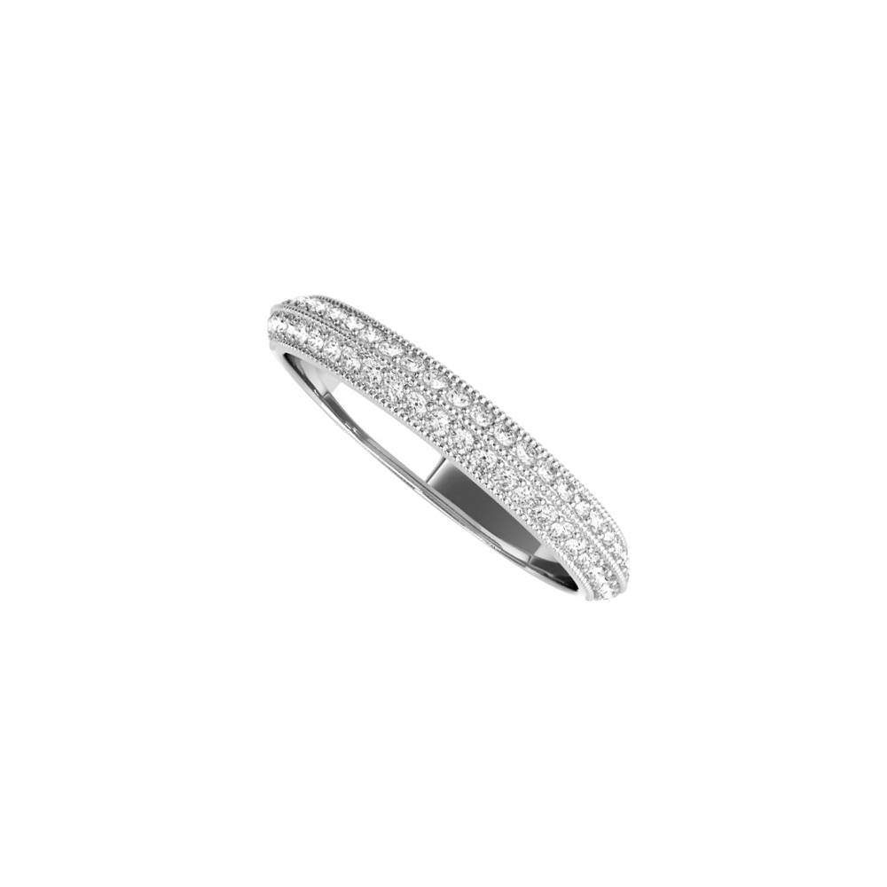 0.33 Ct 14k White Gold Simple Gold Wedding Band For Women With Cubic Zirconia, Size 6