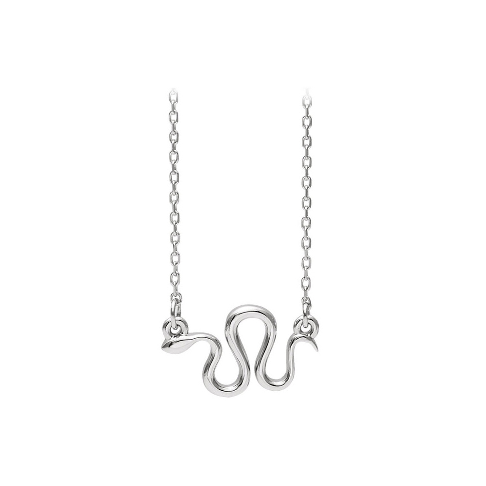 Highly Rhodium Treated Sterling Silver Snake Necklace