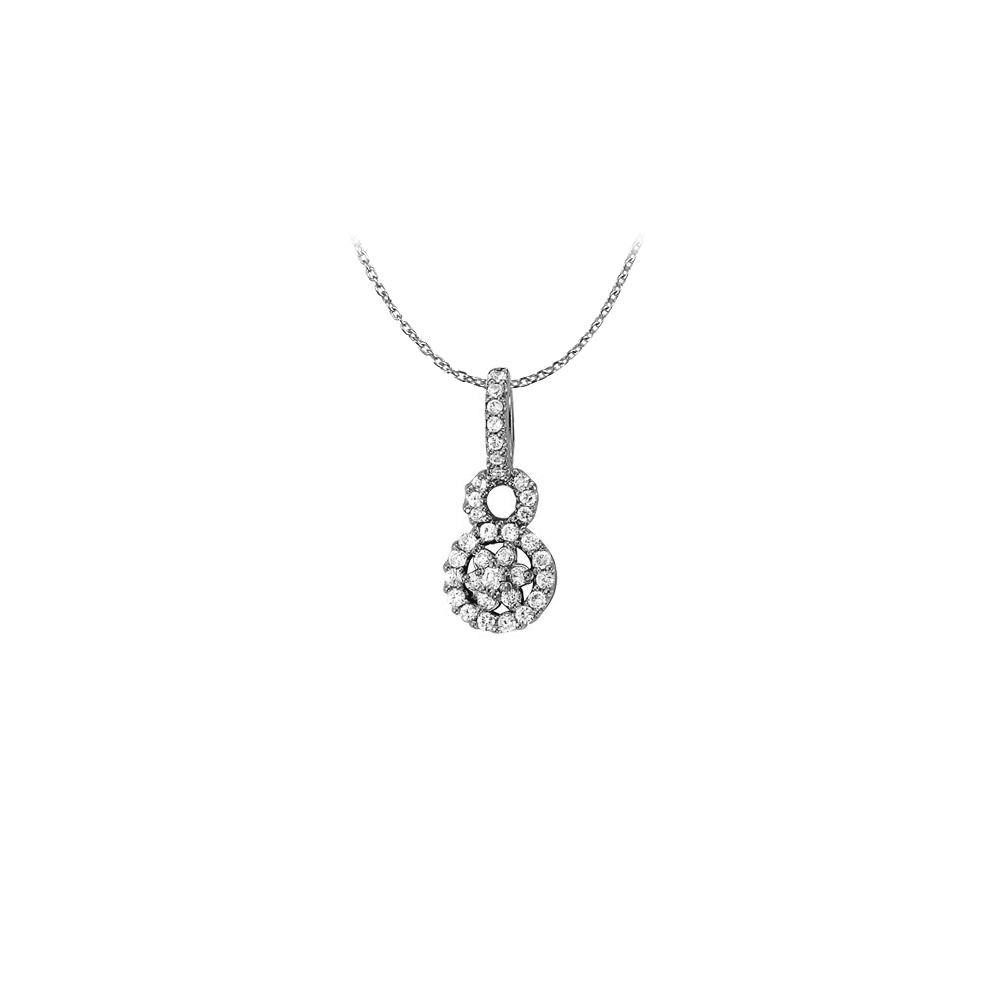 0.50 Ct 14k White Gold Diamonds Digit 8 Style Pendant Necklace
