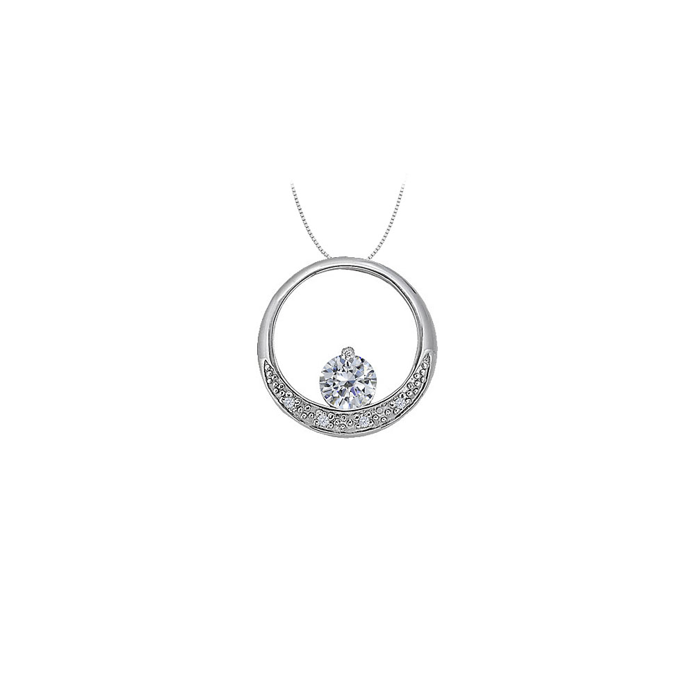 0.50 Ct 14k White Gold Dancing Diamonds Circle Pendant Fab Jewelry