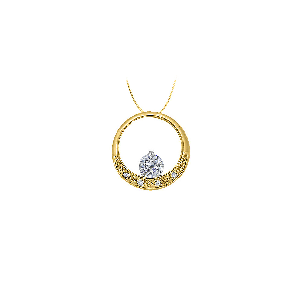 0.50 Ct 14k Yellow Gold Dancing Diamonds Circle Pendant Fab Jewelry